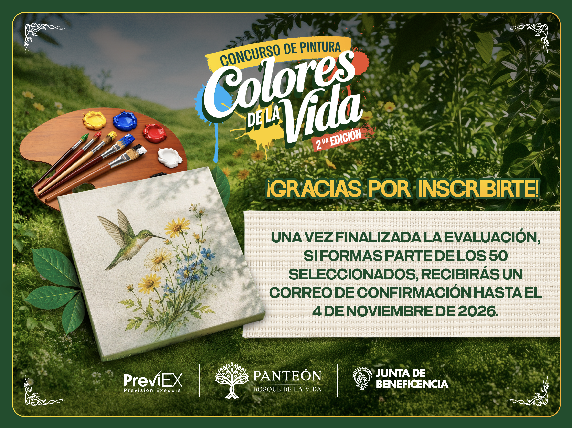 Gracias por inscribirte al Concurso de Pintura Colores de la Vida